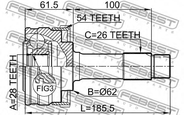 ШРУС FEBEST 1610-460A54 - Фото 1
