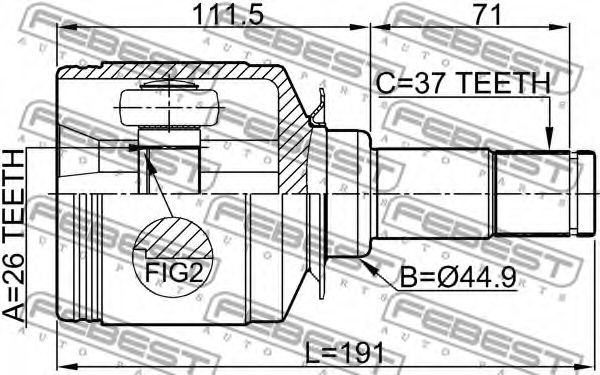 ШРУС FEBEST 1611-164FLH - Фото 1
