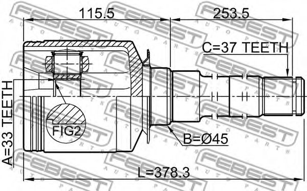 ШРУС FEBEST 1611-164SRH - Фото 1