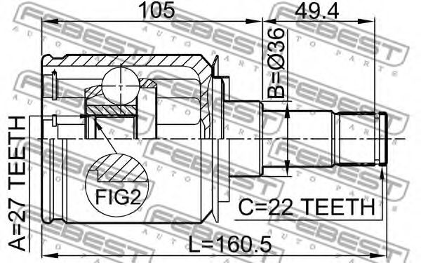 ШРУС FEBEST 1611-169 - Фото 1