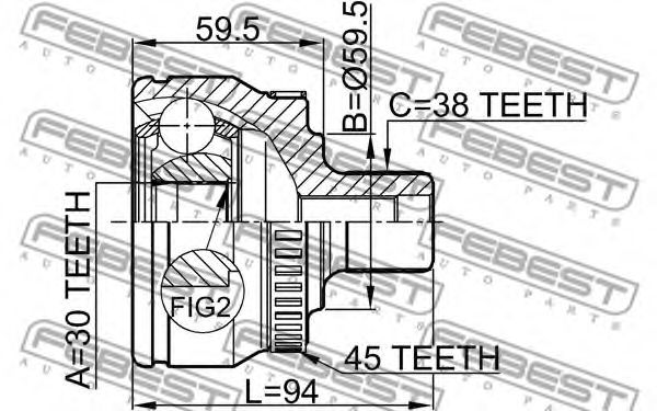 ШРУС FEBEST 1710-099A45 - Фото 1