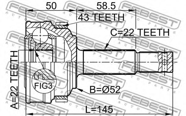 ШРУС FEBEST 1810-014A43 - Фото 1