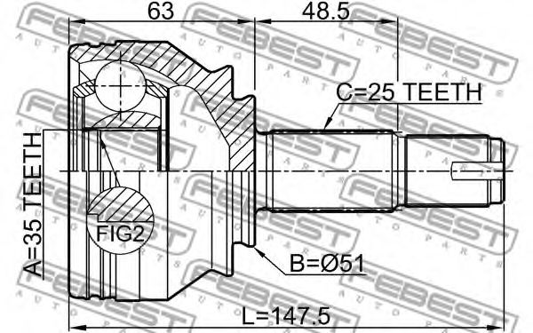 ШРУС FEBEST 1810-Z16 - Фото 1