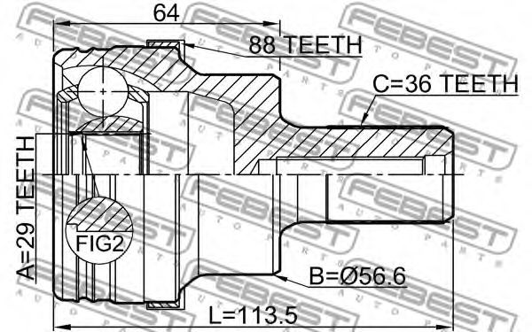 ШРУС FEBEST 2110-KUGA88R - Фото 1
