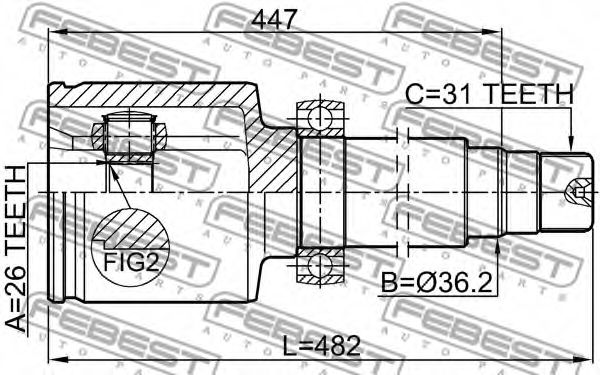 ШРУС FEBEST 2111-CA223RH - Фото 1