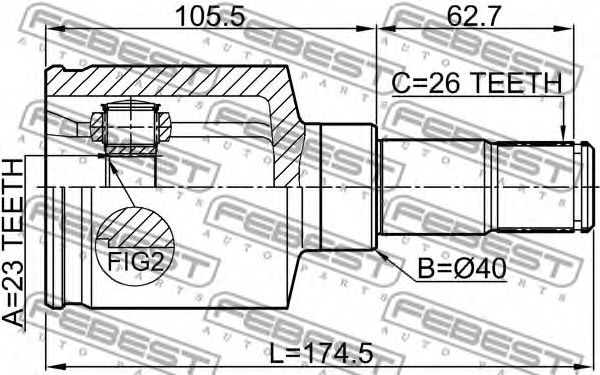 ШРУС FEBEST 2111-CB320ATLH - Фото 1