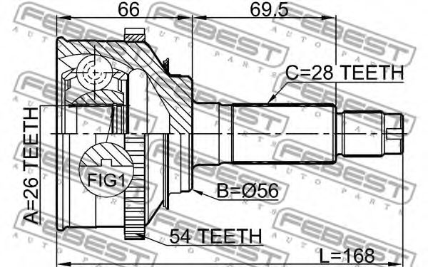 ШРУС FEBEST 2210-016A54 - Фото 1