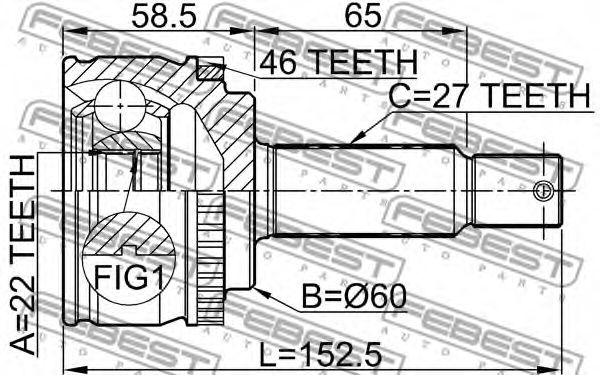 ШРУС FEBEST 2210-CDA46 - Фото 1