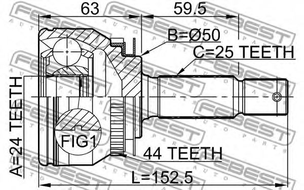 ШРУС FEBEST 2210-CER20A44 - Фото 1
