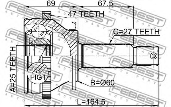ШРУС FEBEST 2210-NS27A47 - Фото 1