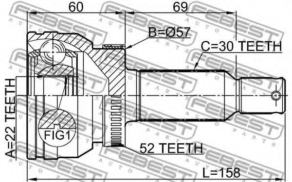 ШРУС FEBEST 2210-SORA52R - Фото 1