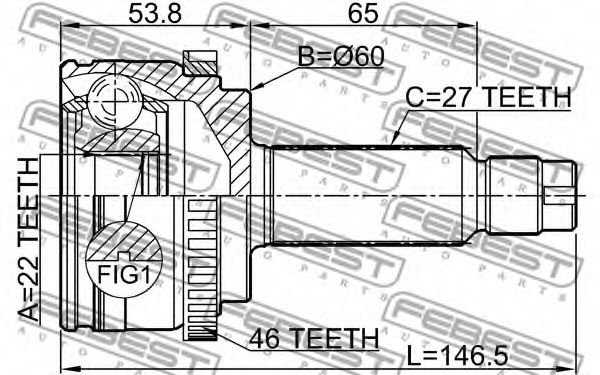 ШРУС FEBEST 2210-SOULA46 - Фото 1