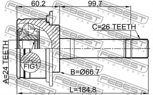 ШРУС FEBEST 2210-SPM - Фото 1