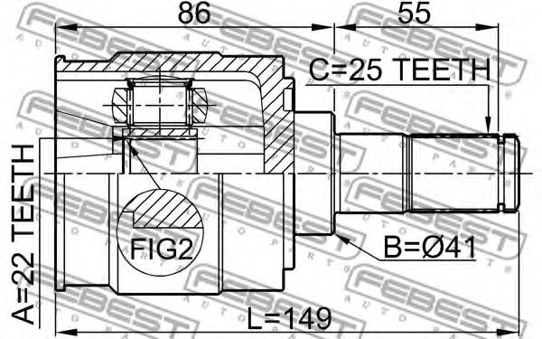 ШРУС FEBEST 2211-CERII16 - Фото 1
