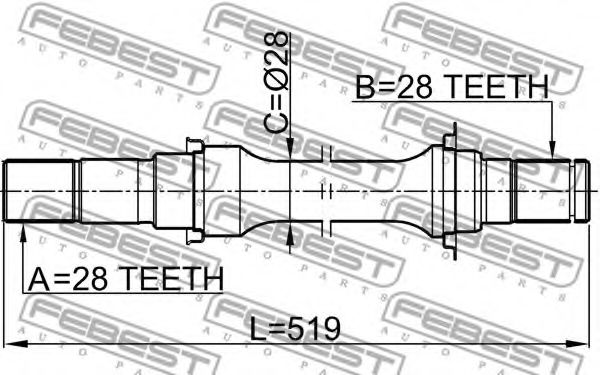 Приводной вал FEBEST 2212-CAR - Фото 1