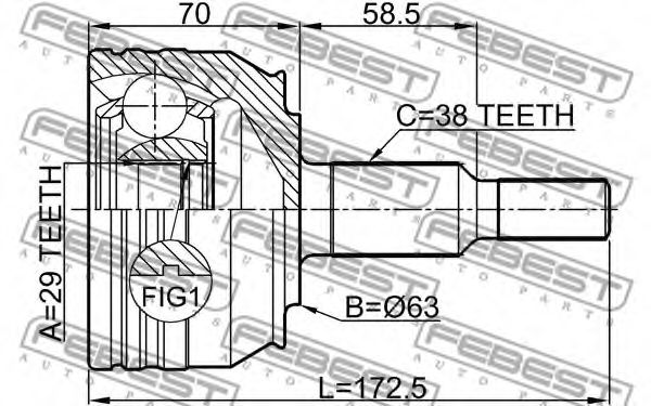 ШРУС FEBEST 2310-T5WD - Фото 1