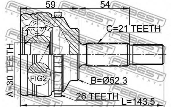 ШРУС FEBEST 2410-LOGA26 - Фото 1