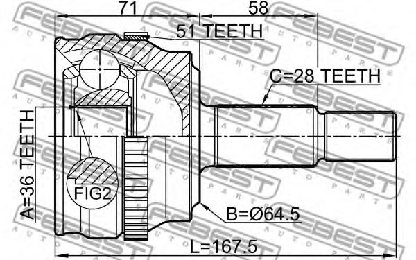 ШРУС FEBEST 2410-MASTA51 - Фото 1