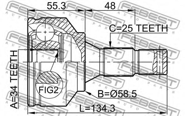 ШРУС FEBEST 2510-30720 - Фото 1