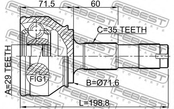 ШРУС FEBEST 2510-BOX3 - Фото 1