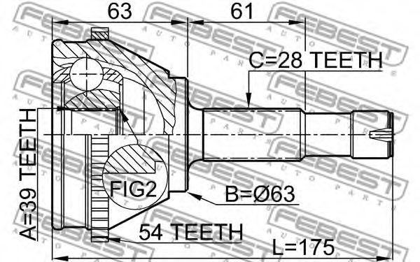 ШРУС FEBEST 2510-BOXA54 - Фото 1