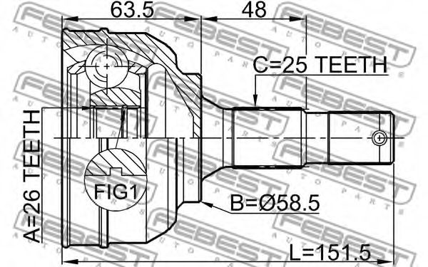 ШРУС FEBEST 2510-C5 - Фото 1