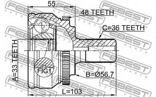 ШРУС FEBEST 2710-S60A48 - Фото 1