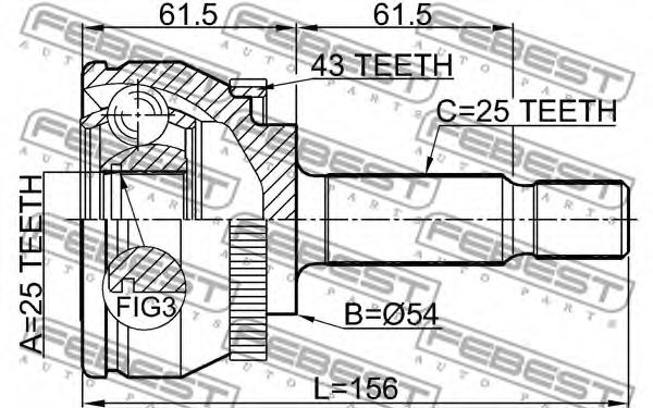 ШРУС FEBEST 2710-V40A43 - Фото 1