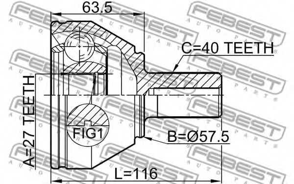 ШРУС FEBEST 2910-FLIIF - Фото 1