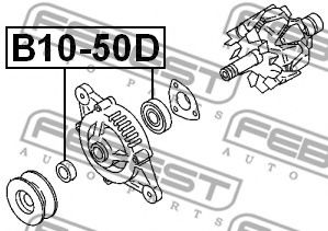 Подшипник; Подшипник со стороны привода, генератор FEBEST B10-50D - Фото 1