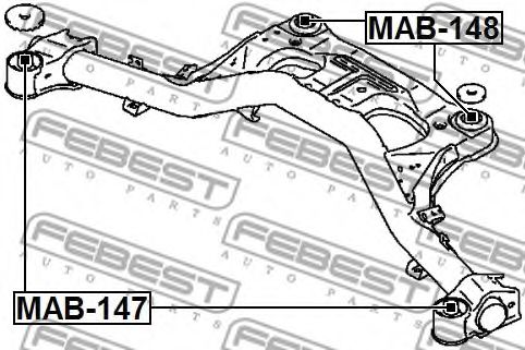 Втулка, балка моста FEBEST MAB-148 - Фото 1
