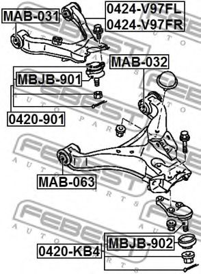 Ремкомплект шаровых опор FEBEST MBJB-901 - Фото 1