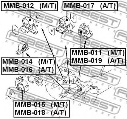 Подушка двигателя FEBEST MMB-011 - Фото 1
