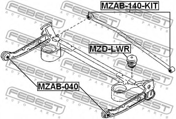 Сайлентблок рычага FEBEST MZAB-140-KIT - Фото 1