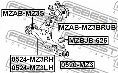Сайлентблок рычага FEBEST MZAB-MZ3BRUB - Фото 1