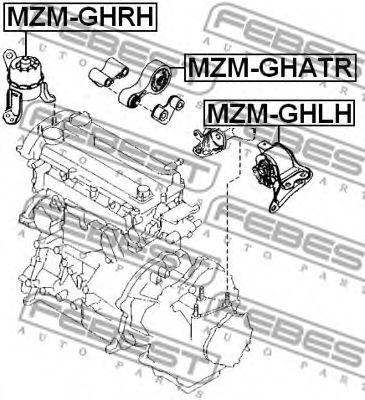 Подушка двигателя FEBEST MZM-GHLH - Фото 1