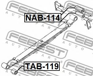 Втулка, листова ресора FEBEST NAB-114 - Фото 1