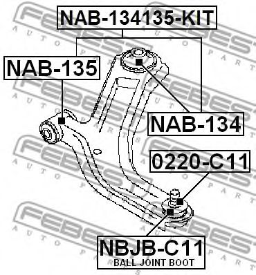 Сайлентблок рычага FEBEST NAB-134135-KIT - Фото 1