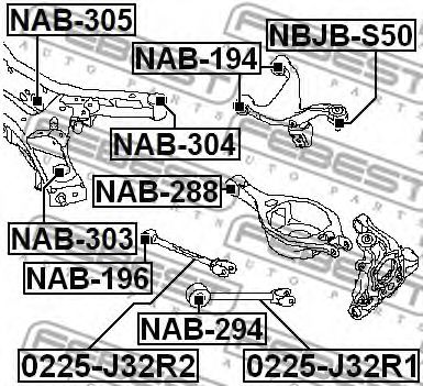Втулка, балка моста FEBEST NAB-305 - Фото 1