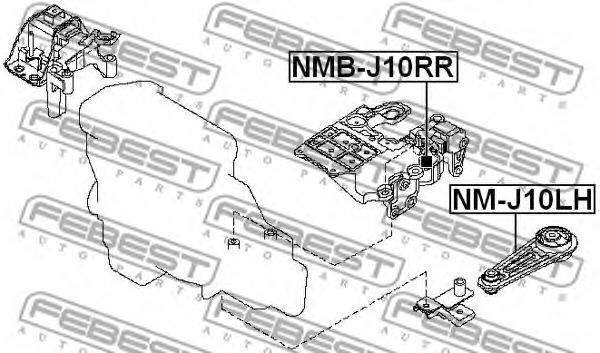 Подушка двигателя FEBEST NM-J10LH - Фото 1
