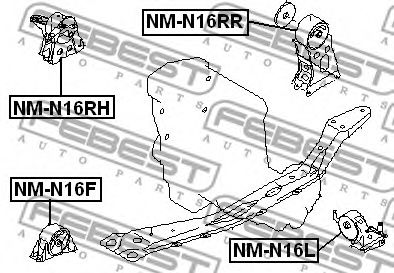 Подушка двигателя FEBEST NM-N16RH - Фото 1