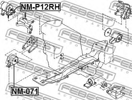 Подушка двигателя FEBEST NM-P12RH - Фото 1