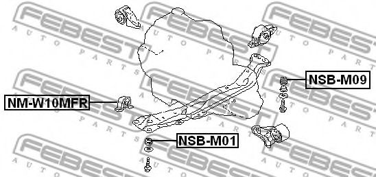 Подушка двигателя FEBEST NM-W10MFR - Фото 1