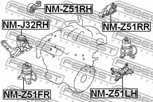 Подушка двигателя FEBEST NM-Z51RH - Фото 1