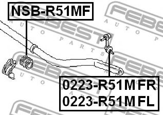Опора, стабілізатор FEBEST NSB-R51MF - Фото 1