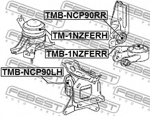 Подушка двигателя FEBEST TMB-NCP90RR - Фото 1