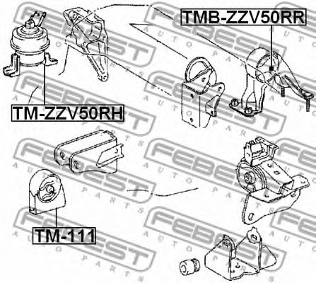Подушка двигателя FEBEST TMB-ZZV50RR - Фото 1