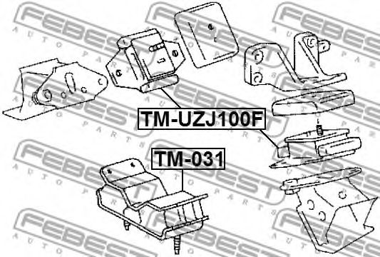 Подушка двигателя FEBEST TM-UZJ100F - Фото 1