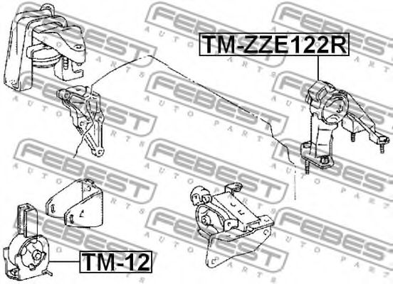 Подушка двигателя FEBEST TM-ZZE122R - Фото 1
