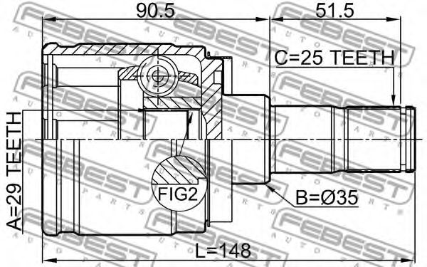 ШРУС FEBEST 0411-H77WRH - Фото 1